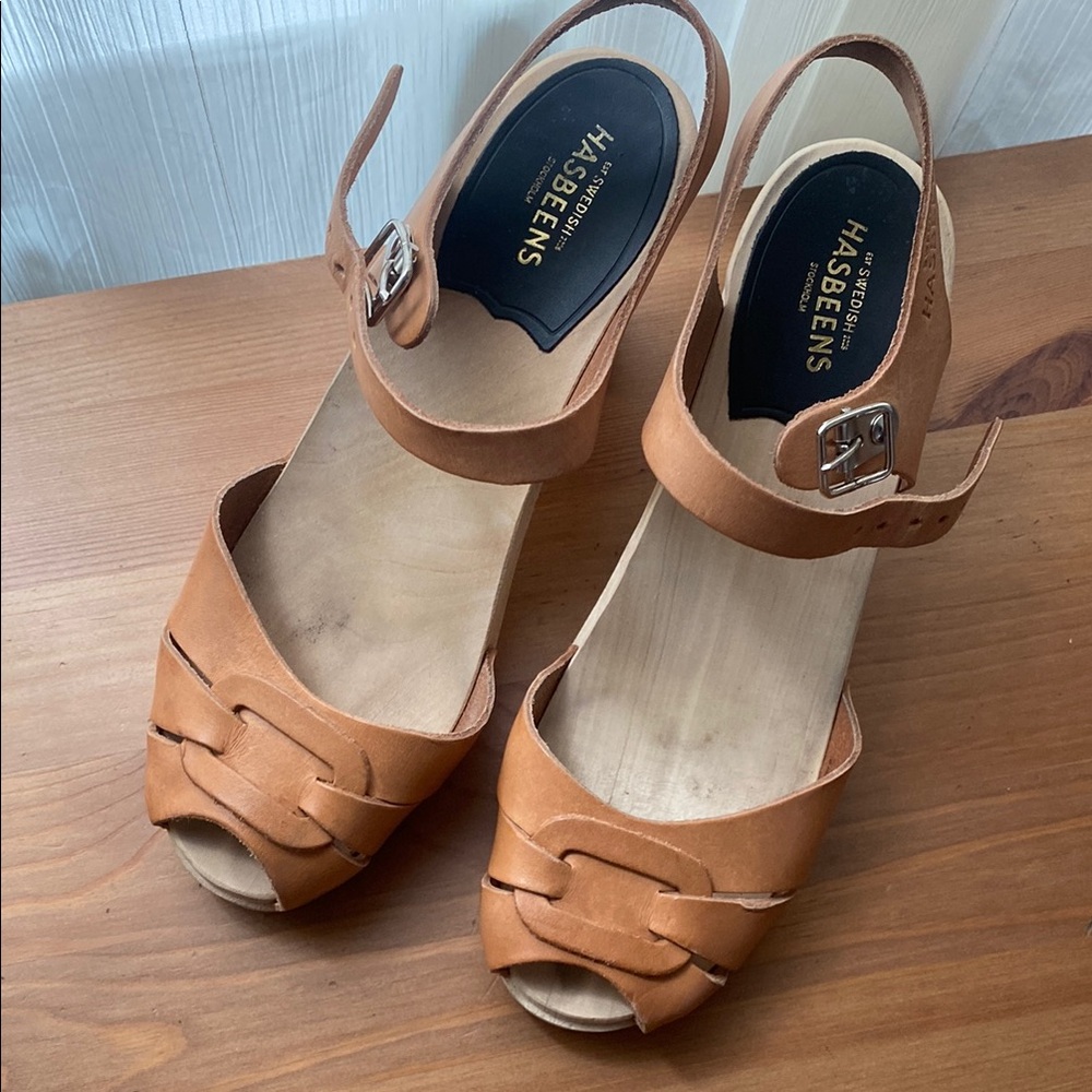 Swedish Hasbeens Peep Toe Super High on color Nature